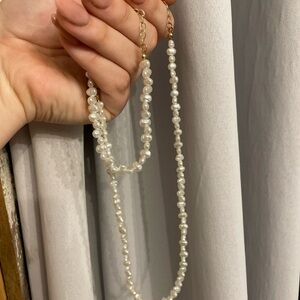 Faux White Pearl Necklace & Bracelet